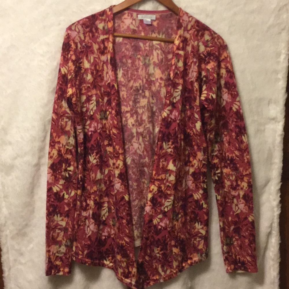 Garnet Hill floral cardigan sweater